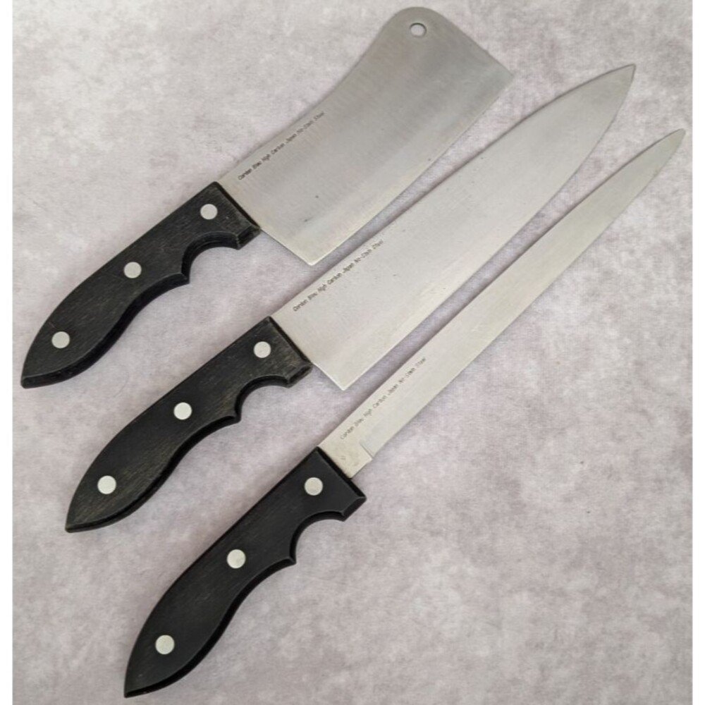 Cordon Bleu 3 Piece Knife Set Chef Cleaver Carving High Carbon Japan Stainless